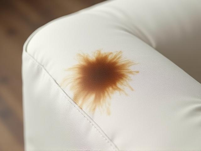 Before: heavily stained sofa armrest
